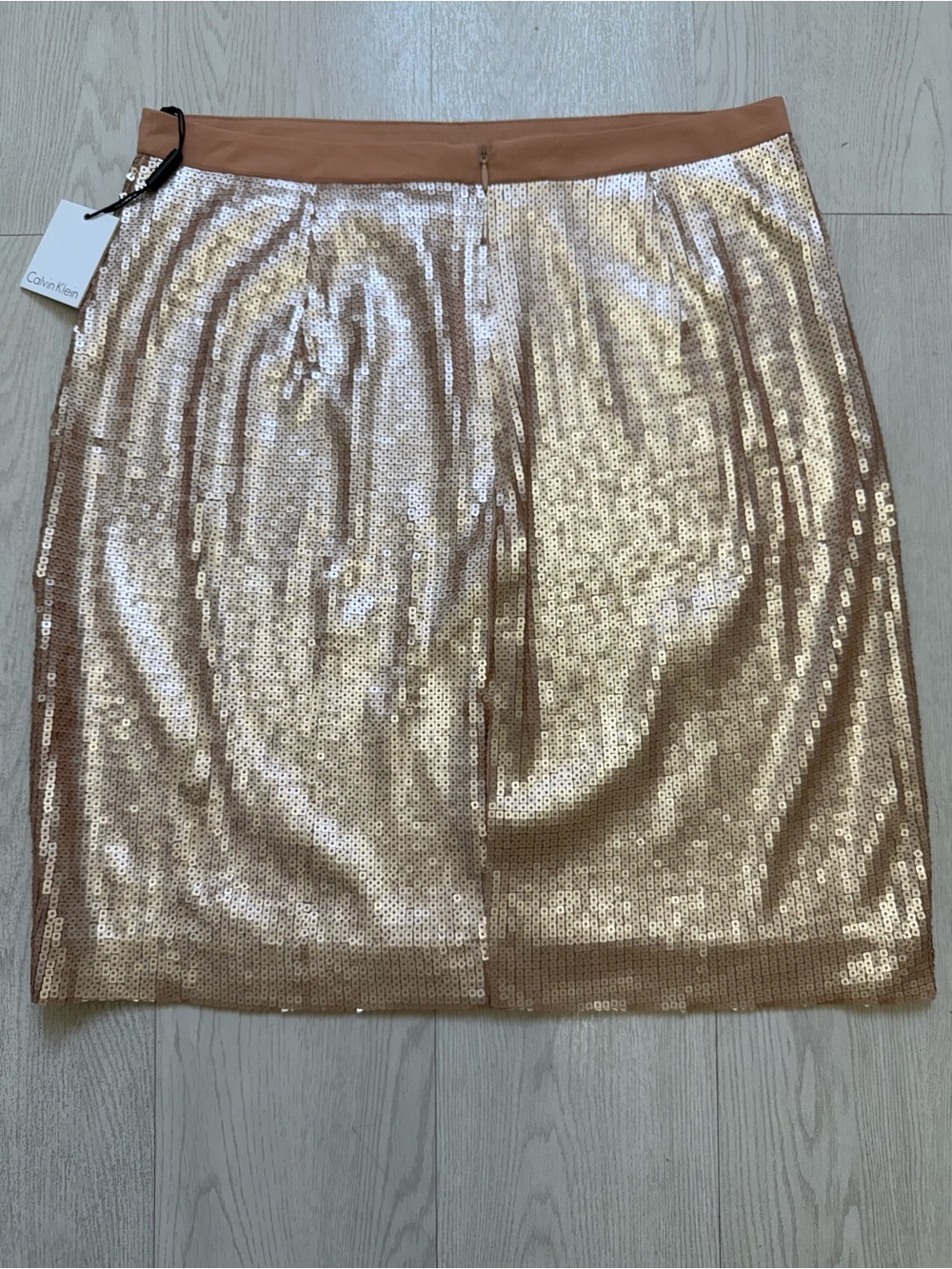 NEW! Calvin Klein Metallic Sequin Skirt in Gold+Tan Sz.4 +TAGS - Picture 3 of 5